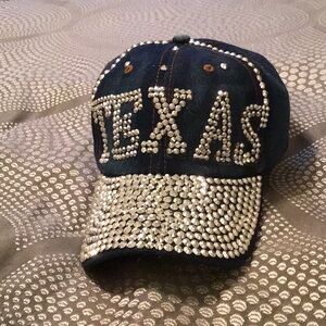 Blue Jean Style Blinged Out TEXAS ball cap